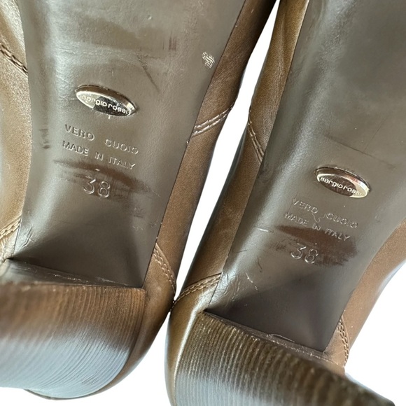 Sergio Rossi Brown Leather 5" Heel Booties, 7.5 - Picture 13 of 14